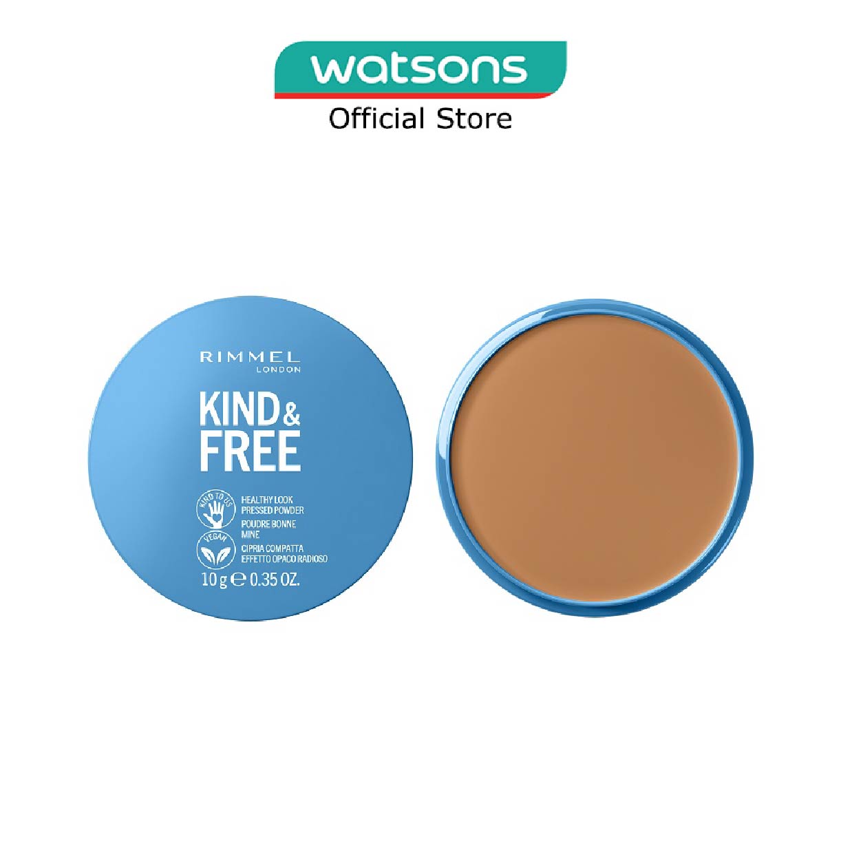 RIMMEL Kind & Free Pressed Powder 40 Tan (Dermatologist Tested + Suitable For Sensitive Skin) 10G